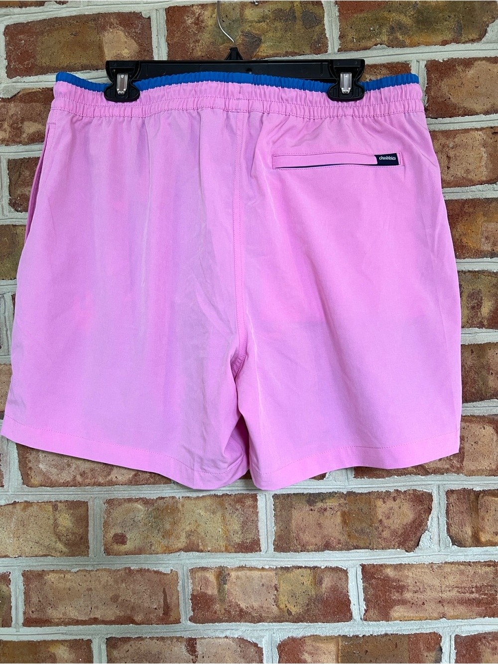 chubbies Pink Swim Trunks with Blue Waist Trim XL - Picture 3 of 10